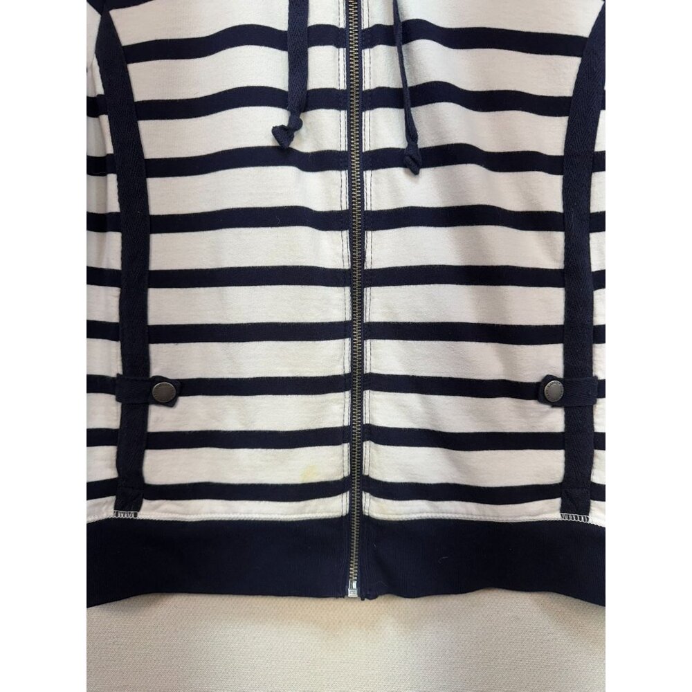 Lauren Ralph Lauren Womens Zip-Up Hoodie Jacket Sze M Navy White Striped Zip Up - Picture 3 of 10